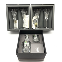  Waterford Lismore Bedside Carafe and Tumbler set, The Millennium Collection 'A Toast to the Year 2000' Happiness and Health Toasting Flutes, all boxed  