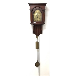 18th century brass dial wall clock, the dial inscribed 'John Davies' with gilt metal spandrels and Roman numeral chapter ring, 30 hour movement striking on engine turned bell, in later mahogany case, W32cm