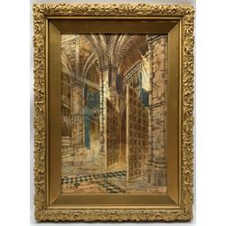 A O Tamplovsi? (British 19th/20th century): 'Doors of Henry VII Chapel Westminster', watercolour signed and titled 45cm x 29cm