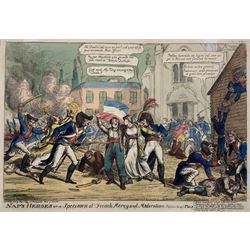 George Cruikshank (British 1792-1870): 'The Battle of Victoria' hand-coloured etching pub. T Tegg 1813; James Gillray (British 1756-1815): 'A French Hail Storm or Napoleon Loosing Sight of the Brest Fleet' hand-coloured etching pub. H Humphrey 1793; Charles Williams (British fl. 1796-1830): 'Nap's Heroes or a Specimen of French Mercy and Moderation', hand-coloured etching pub. T Tegg 1813 max 33cm x 38cm
Provenance: all purchased by the vendor from Storey's, Cecil Court, London