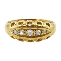 Edwardian 18ct gold five stone old cut diamond ring, Birmingham 1907