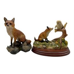 Border Fine Arts group 'Fox Cub and Owlet' by D Walton and another of a fox 