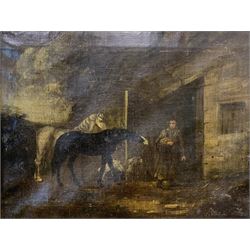English School (19th century): The Farmer's Wife, oil on canvas unsigned 35cm x 45cm