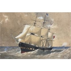English School (19th century): 'Orient Line' Ship's Portrait, watercolour signed with initials FG and dated '79, 30cm x 46cm