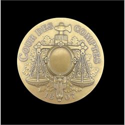Commemorative French medallion, the obverse modelled as French coinage from across the ages, housed in a blue Monnaie De Paris box 