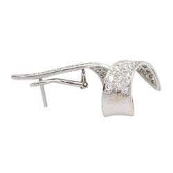 18ct white gold pave set diamond single stud earring, total diamond weight approx 1.50 carat