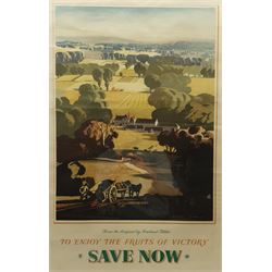 Rowland Hilder (British 1805-1993): 'To Enjoy the Fruits of Victory Save Now', lithographic poster pub. National Savings Committee c.1945, 74cm x 48cm