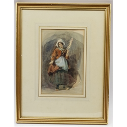 Frederick Goodall RA (British 1822-1904): 'Arlesienne 1858', watercolour signed, titled on later label verso 24cm x 16cm