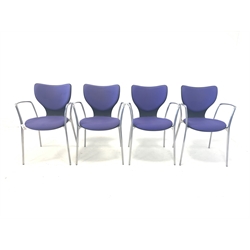 Jorge Pensi for Akaba - Set of four 'Gorka' stacking chairs with upholstered seat and back rest, raised on brushed aluminium supports 
Set four Akaba stacking chairs - Jorge pensi - gorka 