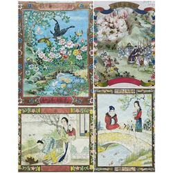 Chinese School (early 20th century): Battle Scene; Butterflies; Family Scene, set four lithographs with gilding max 26cm x 20cm (4)
Notes: These lithographs were shipped on Manchester cotton bales December 1923