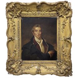 After Thomas Lawrence (British 1769-1830): Portrait of 'Arthur Wellesley - 1st Duke of Wellington', 19th century oil on canvas unsigned, housed in 19th century ornate gilt frame 29cm x 24cm