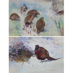 Frank Southgate RBA (British 1872-1916): Partridges and Pheasants, pair watercolours signed 38cm x 58cm