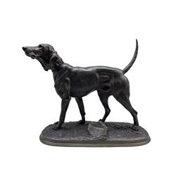 Arthur Waagen (German 1833-1898): Bronze of the Bloodhound 'St Hubirt' (sic) the base inscribed '1er Medaille d'Or, Paris 1865', with signature L26cm x H24cm  Provenance: 3rd Earl of Feversham