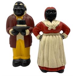 Pair of cast iron money banks modelled as a man and woman (2)