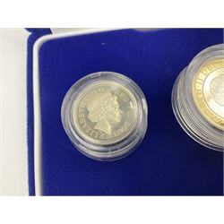 The Royal Mint United Kingdom 2003 silver proof piedfort three coin collection, cased with certificates