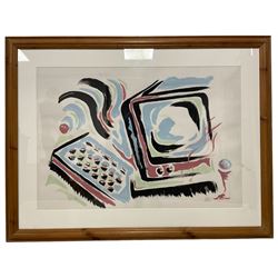 Abstract English School (Contemporary): The Noisy Television, gouache on paper indistinctly signed 70cm x 100cm