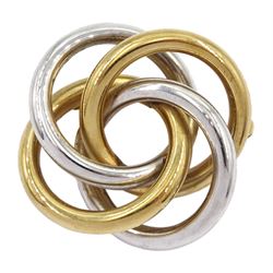 9ct white and yellow gold swirl brooch, stamped 375