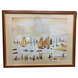 After Laurence Stephen Lowry (British 1887-1976): 'Yachts', colour print 45cm x 58cm