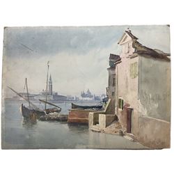 Pownoll Toker Williams (British fl. 1880-1897): 'Venice', watercolour signed and titled verso 28cm x 37cm; Peter Toms (British 1728-1777): Landing Boats, watercolour signed 18cm x 24cm (2) (unframed)