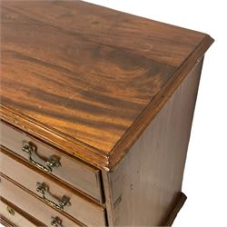 George III mahogany chest, rectangular top with moulded edge, fitted with four long graduating cock-beaded drawers, lower moulded edge on bracket feet