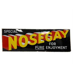 Vintage enamel advertisement for Nosegay Tobacco 62cm x 183cm