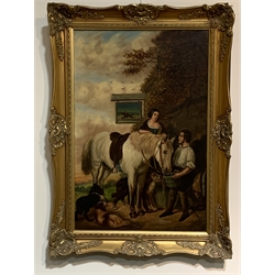 J. Howard -  Outside The Inn and The Blacksmiths, oils on canvas a pair signed, each 75cm x 50cm 