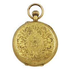 Early 20th century gold ladies keyless cylinder pocket watch, stamped 18K