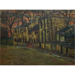 Peter Brook RBA (British 1927-2009): 'Rastrick Green', oil on board signed retrospectively in 2002, 44cm x 58cm
Provenance: A very early work of Brook's c1948-1950, purchased directly from the artist in 2002 when the artist signed both the oil and an accompanying letter confirming the authenticity. 