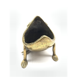 Early 20th century Indian brass ashtray formed as a frog modelled with its head tilted back and mouth open, H12cm