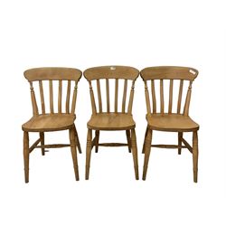 Set three beech farmhouse chairs 