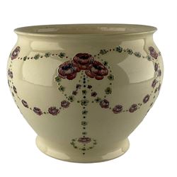 Moorcroft for Liberty jardiniere decorated with garlands of forget me not and roses, incised William Moorcroft signature to base D20cm x H19cm