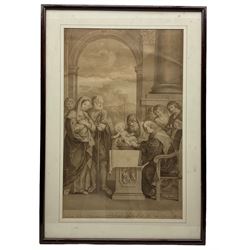 Francesco Bartolozzi (Italian 1727-1815) after Guercino (Giovanni Francesco Barbieri) (Italian 1591-1666): 'The Circumcision of Christ', etching and engraving 54cm x 34cm