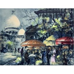 Grey (British mid 20th century): 'Paris - Place du Tertre a Montmartre', colour etching signed and titled 17cm x 22cm