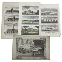 Benjamin Cole (British 1697-1783) after Edward Oakley British fl.1721-1766): 'Three proposed designs for Blackfriars Bridge', engraving pub. 1756; 'The Grand National Jubilee 1814', engraving with hand-colouring signed in pen; together with a collection of engravings including 'Burning of Charles Town 1775', 'Cocos and Traitors Islands' and various other scenes of London (approx. 20)