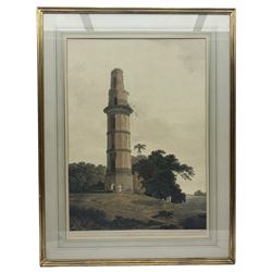 By and after Thomas Daniell R A (British 1749-1840) and William Daniell (British 1769-1837): 'A Minar at Gour' (Ancient Capital of Bengal), aquatint with hand-colouring, plate 23 from the fifth edition of 'Oriental Scenery' called 'Antiquities of India' pub. 1808, 59cm x 43cm  Provenance:  3rd Earl of Feversham