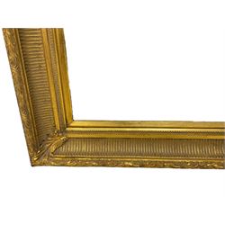 Large gilt framed wall mirror, rectangular bevelled plate, frame moulded with acanthus leaves 