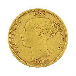 Queen Victoria 1884 gold half sovereign coin