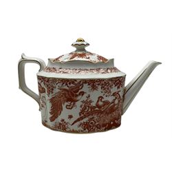Royal Crown Derby Red Aves teapot, together with three pieces of Royal Crown Derby unfinished Imari porcelain (4)