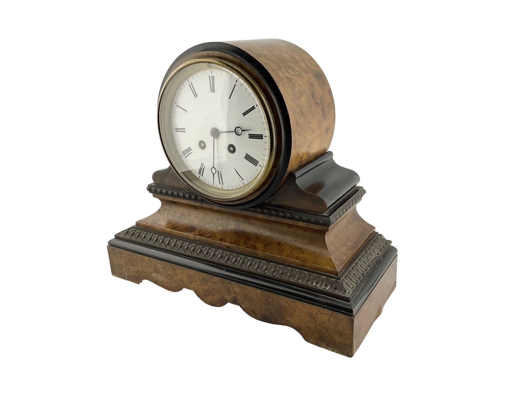 DS French 19th century - Burr walnut and ebony 8-day library clock ...