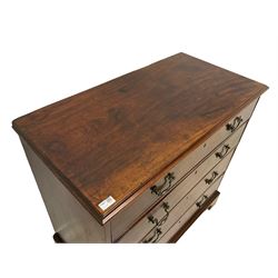 George III mahogany chest, moulded rectangular top over four graduating cock-beaded drawers, on bracket feet