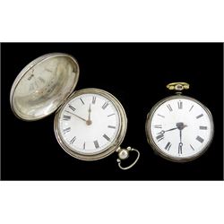 Victorian silver full hunter fusee pocket watch by Hunt & Son, Yarmouth, No. 39696, case by Charles Wootton, London 1884 and a  silver verge fusee pocket watch by John Kelway, London, both with white enamel dials and Roman numerals