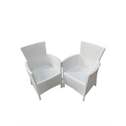 Pair of white garden armchairs 