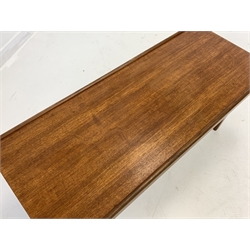 Mid 20th century teak coffee table with slatted under tier 