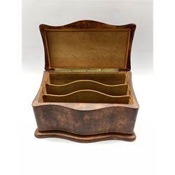 Tooled gilt leather stationery box, the hinged lid opening to reveal interior compartments, L29cm 