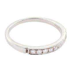 18ct white gold channel set round brilliant cut diamond half eternity ring, stamped 750