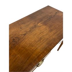 Georgian oak side table, the rectangular top over one frieze drawer, raised on square tapering supports 