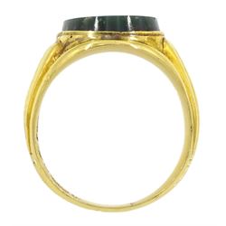 Victorian 9ct gold bloodstone signet ring by Edward Vaughton, Chester 1891