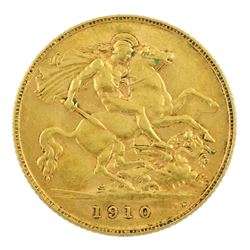 King Edward VII 1910 gold half sovereign coin