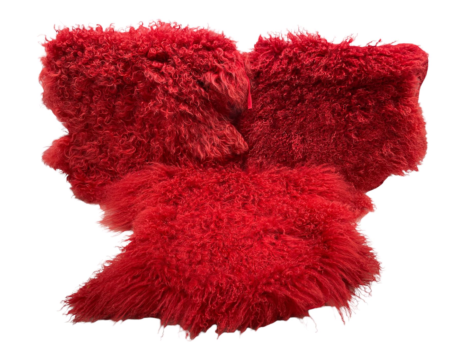 DS Eight Mongolian sheepskin seat pads in red, plus four additional ...