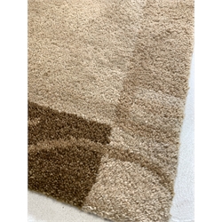 Modern Nepalese beige field thick wool pile rug 
